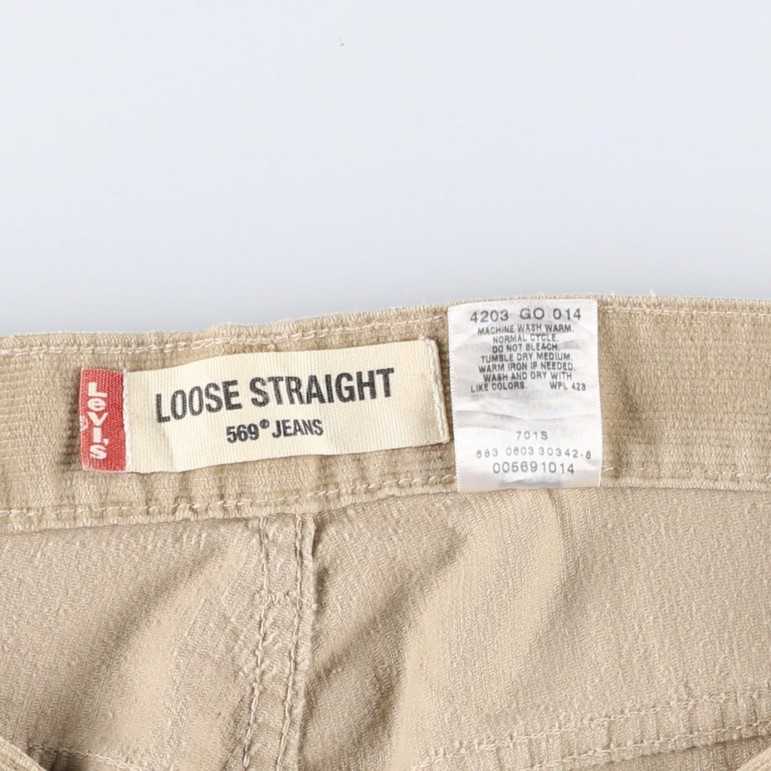 Levi's 569 Loose Straight Corduroy Pants, Men's, Size 34 cotton Beige type Vintage Second Hand