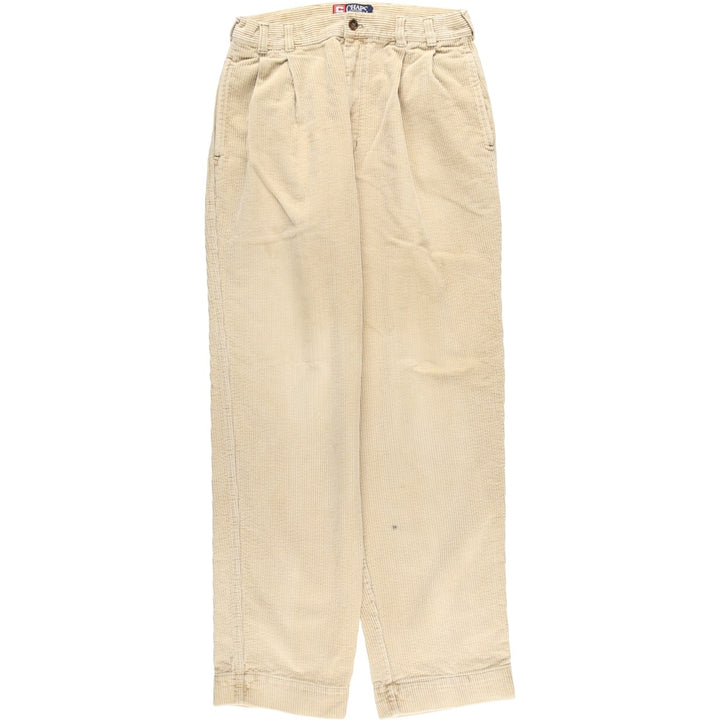90'S Ralph Lauren Chaps, wide-ribbed, two-pleat corduroy pants, men's, vintage, size W30. cotton Beige type Vintage Second Hand