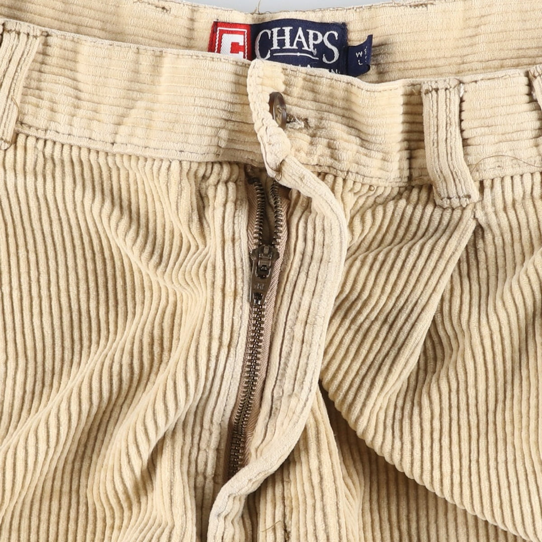 90'S Ralph Lauren Chaps, wide-ribbed, two-pleat corduroy pants, men's, vintage, size W30. cotton Beige type Vintage Second Hand