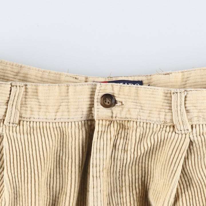 90'S Ralph Lauren Chaps, wide-ribbed, two-pleat corduroy pants, men's, vintage, size W30. cotton Beige type Vintage Second Hand