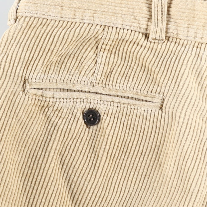 90'S Ralph Lauren Chaps, wide-ribbed, two-pleat corduroy pants, men's, vintage, size W30. cotton Beige type Vintage Second Hand