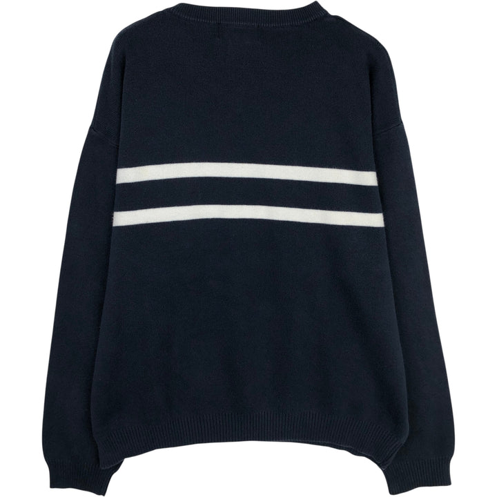 Ralph Lauren Chaps V-neck cotton knit sweater, men's size XL cotton navy blue type Vintage Second Hand