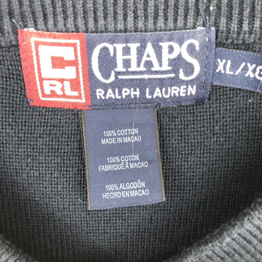 Ralph Lauren Chaps V-neck cotton knit sweater, men's size XL cotton navy blue type Vintage Second Hand