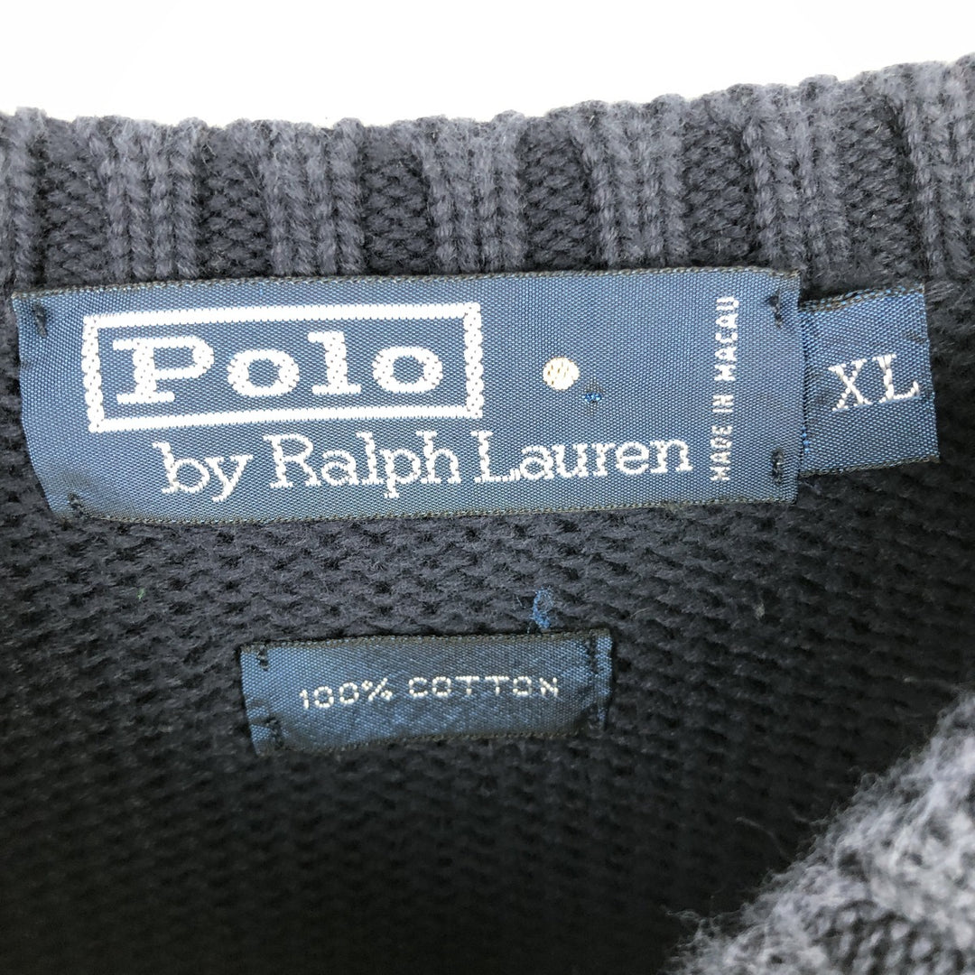 Ralph Lauren POLO by Ralph Lauren Cotton Knit Sweater Men's XL cotton navy blue type Vintage Second Hand