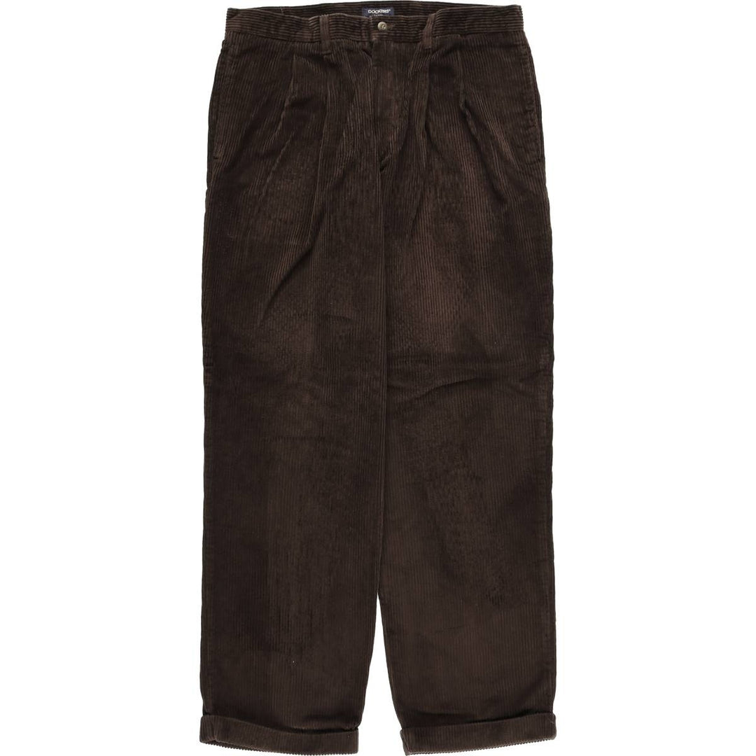 Dockers Khakis Wide-Ribbed Two-Pleated Corduroy Pants, Men's, Size W35 cotton brown type Vintage Second Hand