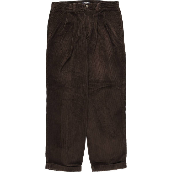Dockers Khakis Wide-Ribbed Two-Pleated Corduroy Pants, Men's, Size W35 cotton brown type Vintage Second Hand