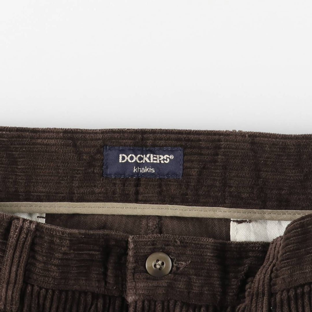 Dockers Khakis Wide-Ribbed Two-Pleated Corduroy Pants, Men's, Size W35 cotton brown type Vintage Second Hand