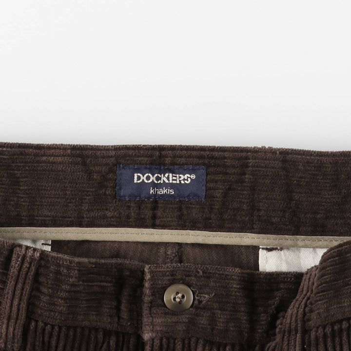 Dockers Khakis Wide-Ribbed Two-Pleated Corduroy Pants, Men's, Size W35 cotton brown type Vintage Second Hand