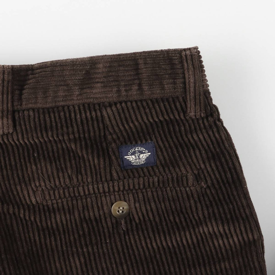 Dockers Khakis Wide-Ribbed Two-Pleated Corduroy Pants, Men's, Size W35 cotton brown type Vintage Second Hand