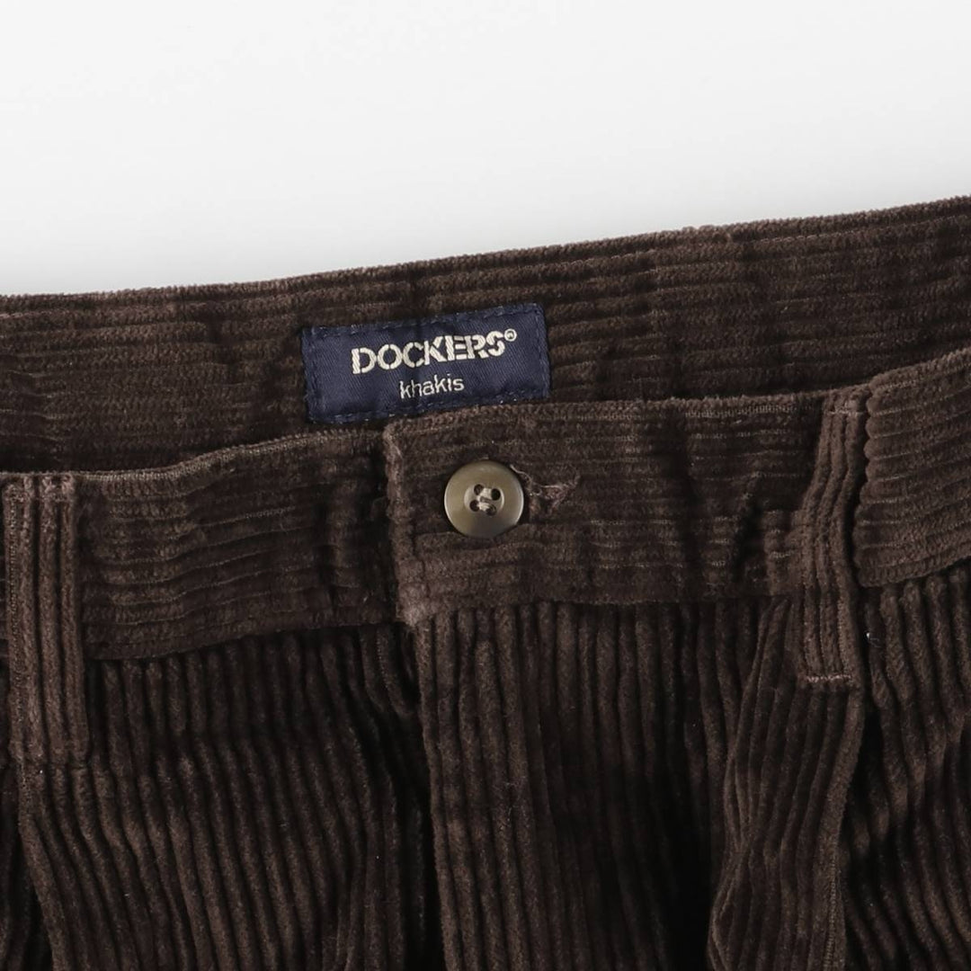Dockers Khakis Wide-Ribbed Two-Pleated Corduroy Pants, Men's, Size W35 cotton brown type Vintage Second Hand