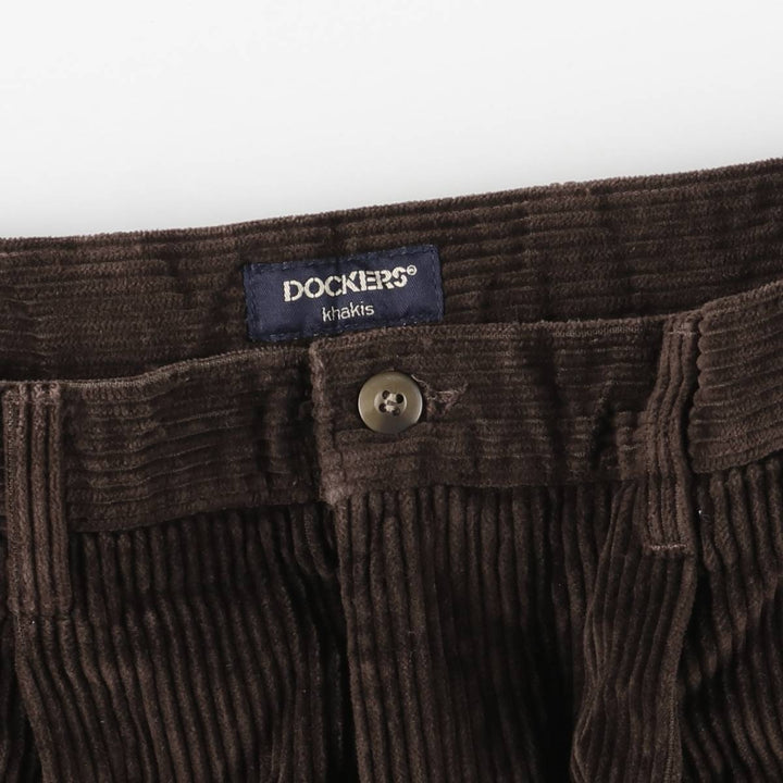 Dockers Khakis Wide-Ribbed Two-Pleated Corduroy Pants, Men's, Size W35 cotton brown type Vintage Second Hand