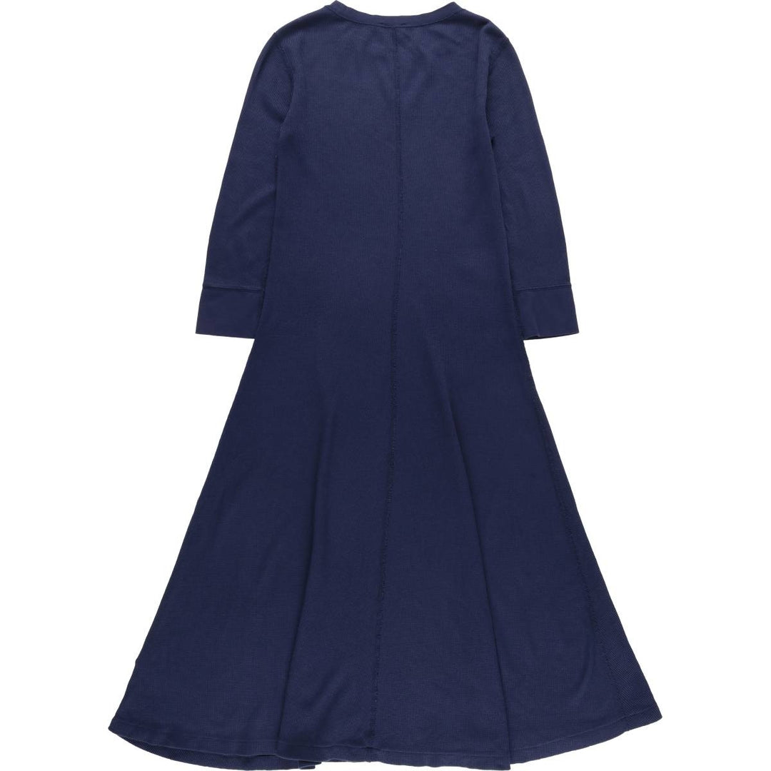 Ralph Lauren POLO RALPH LAUREN long-sleeved long dress, women's size M cotton navy blue type Vintage Second Hand