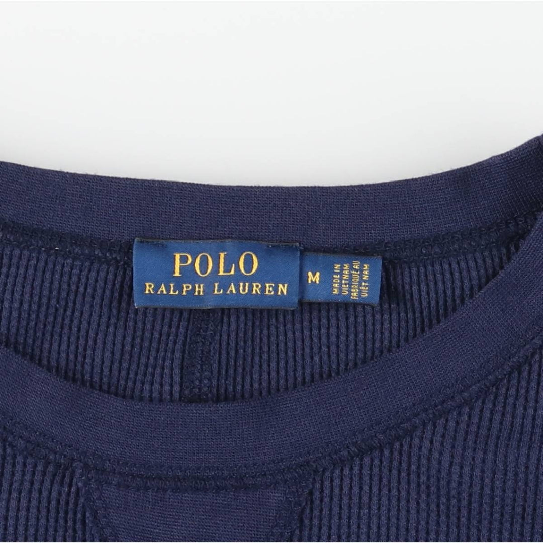 Ralph Lauren POLO RALPH LAUREN long-sleeved long dress, women's size M cotton navy blue type Vintage Second Hand