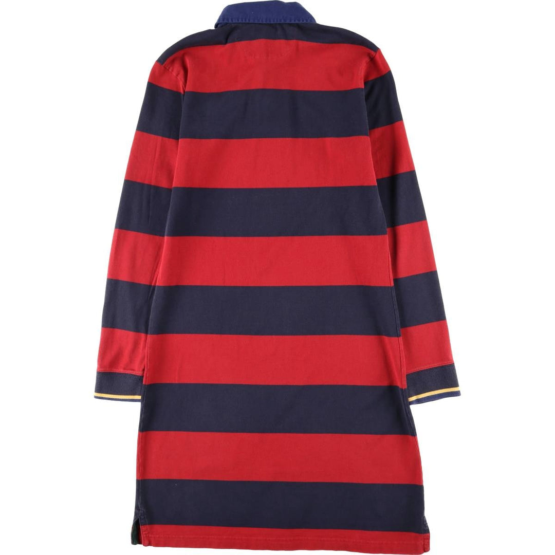 Ralph Lauren Striped Pattern Half-Length Long Sleeve Dress, Women's Size L cotton red type Vintage Second Hand