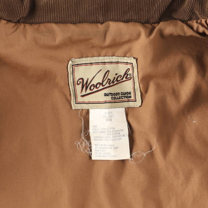 90s-00'S WOOLRICH padded duck hunting jacket, men's size L cotton brown type Vintage Second Hand