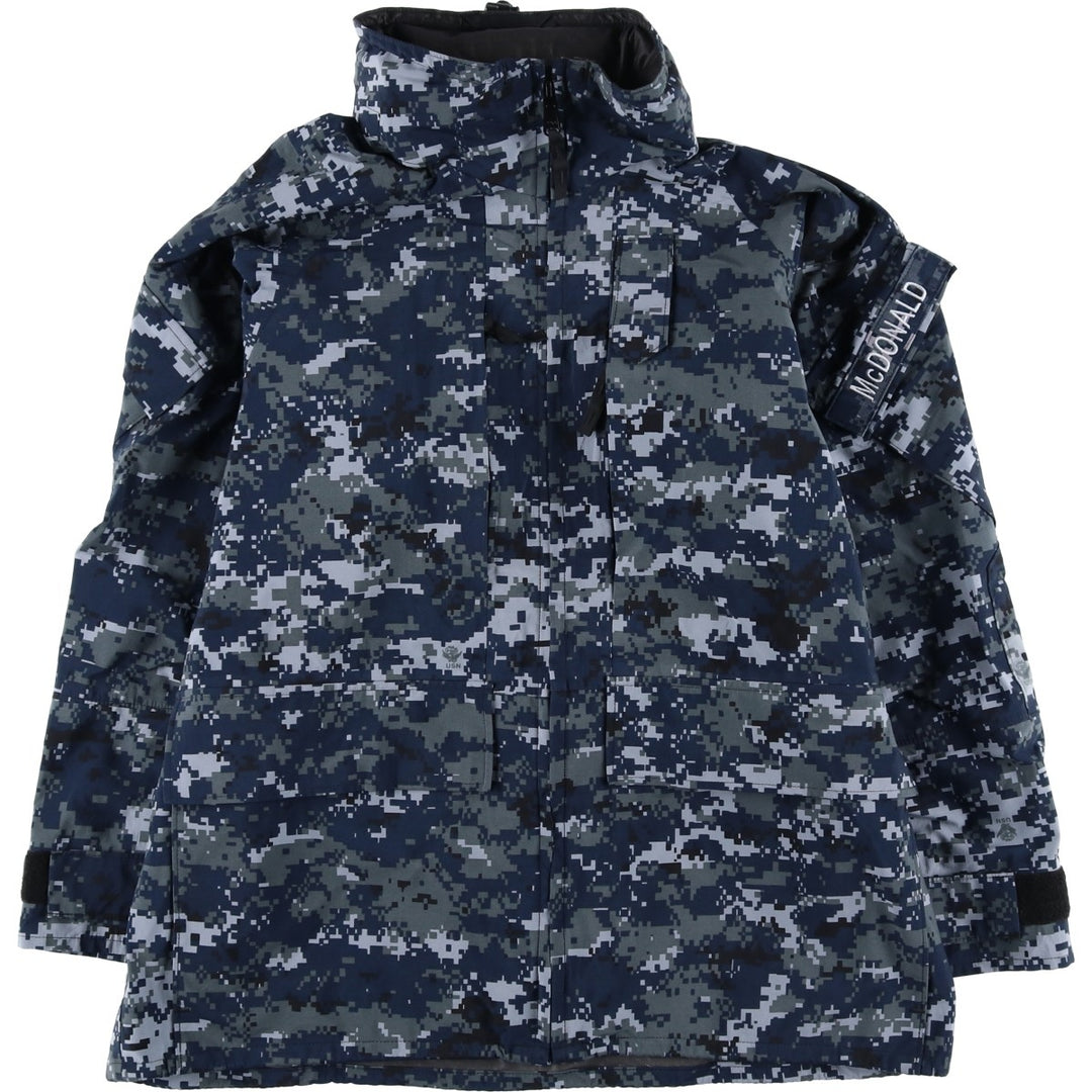 Authentic 2000'S US military camouflage pattern NWU digital camo military Gore-Tex parka, made in the USA, size MEDIUM-SHORT, equivalent to men's M Nylon Navy blue Vintage Second Hand