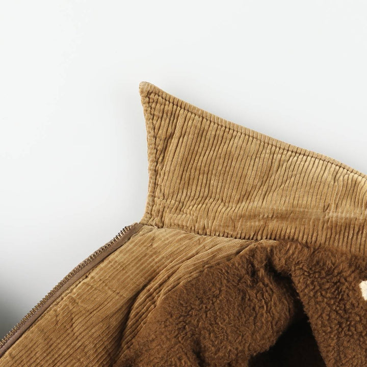Vintage 1950'S UNKNOWN corduroy boa jacket, size S, men's unclear brown type Vintage Second Hand