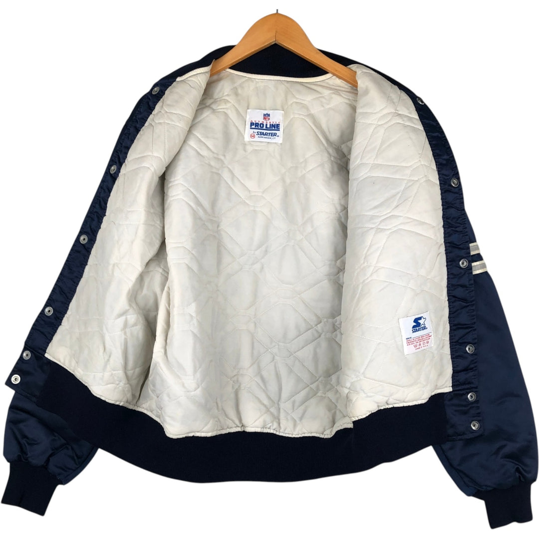 80s-90'S Starter PRO LINE Nylon Stadium Jacket Award Jacket Varsity Jacket Made in USA Men's Size M (approx.) Nylon Navy blue Vintage Second Hand