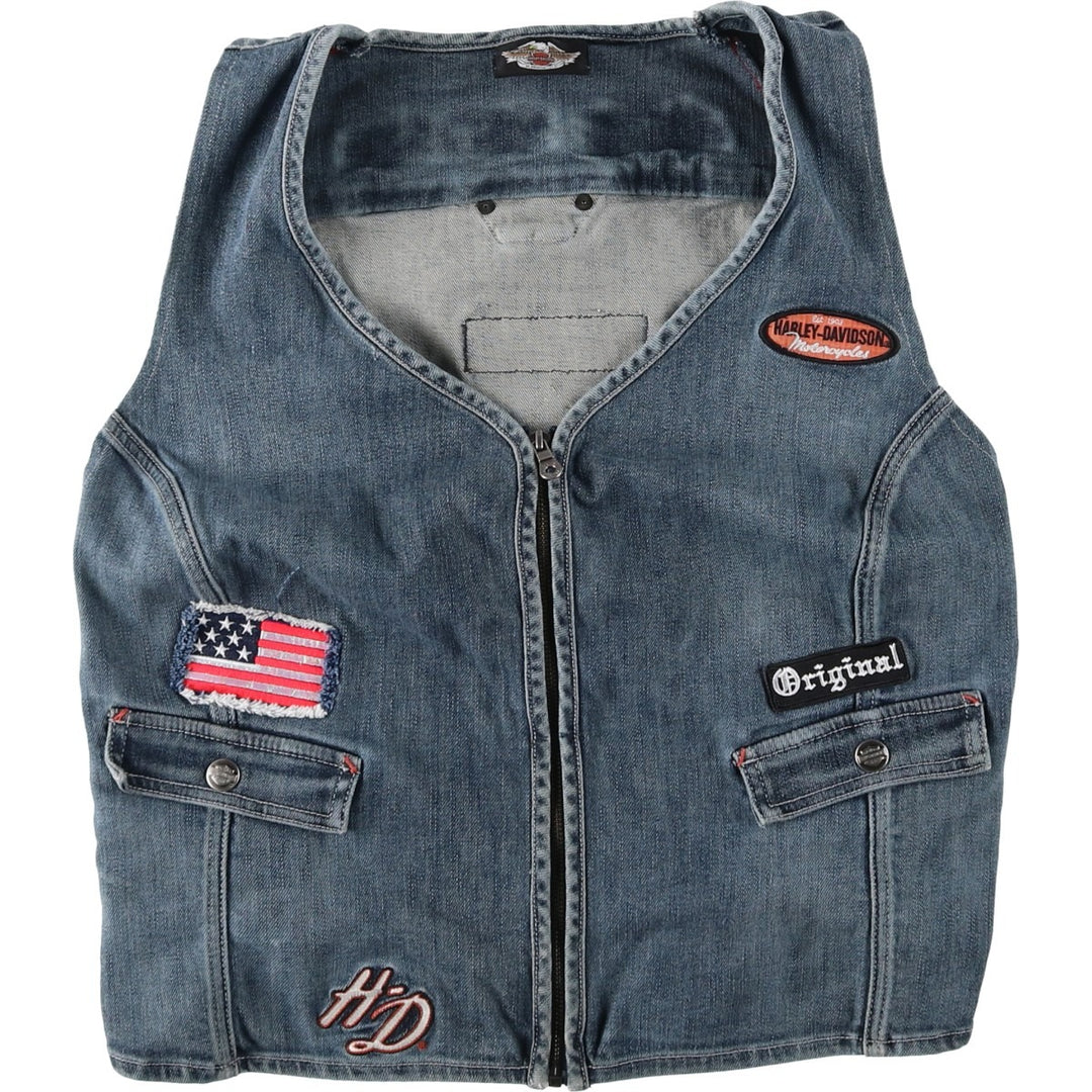 Harley-Davidson Cut-Off Denim Vest, Women's Size S (approx.) unclear blue type Vintage Second Hand
