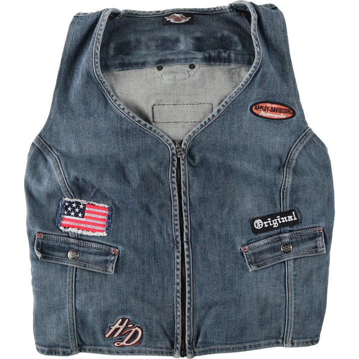 Harley-Davidson Cut-Off Denim Vest, Women's Size S (approx.) unclear blue type Vintage Second Hand