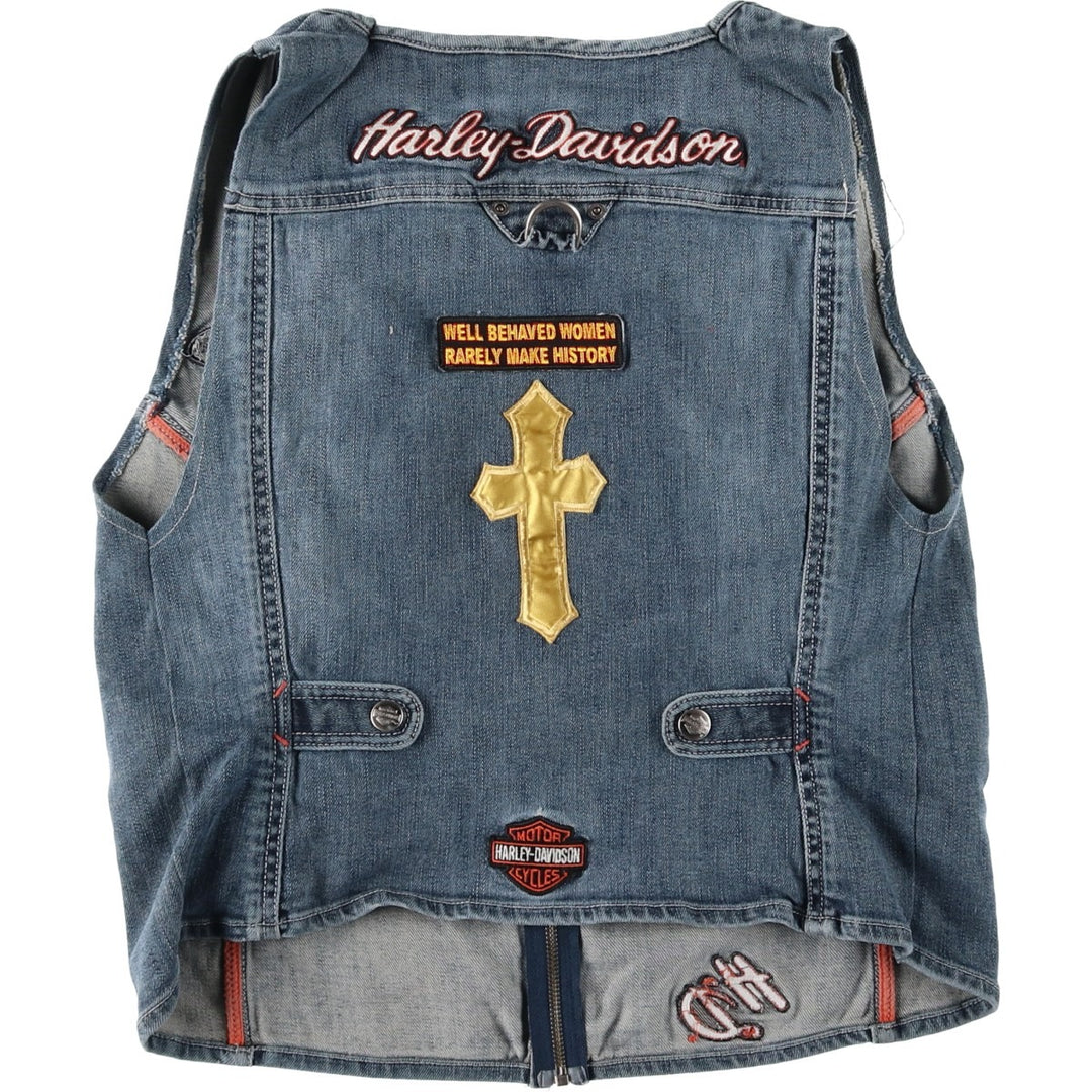 Harley-Davidson Cut-Off Denim Vest, Women's Size S (approx.) unclear blue type Vintage Second Hand