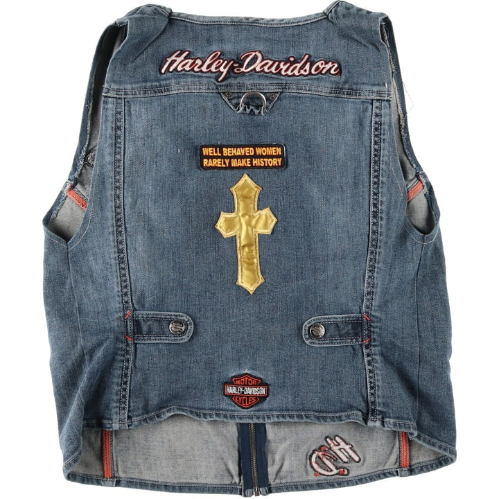 Harley-Davidson Cut-Off Denim Vest, Women's Size S (approx.) unclear blue type Vintage Second Hand