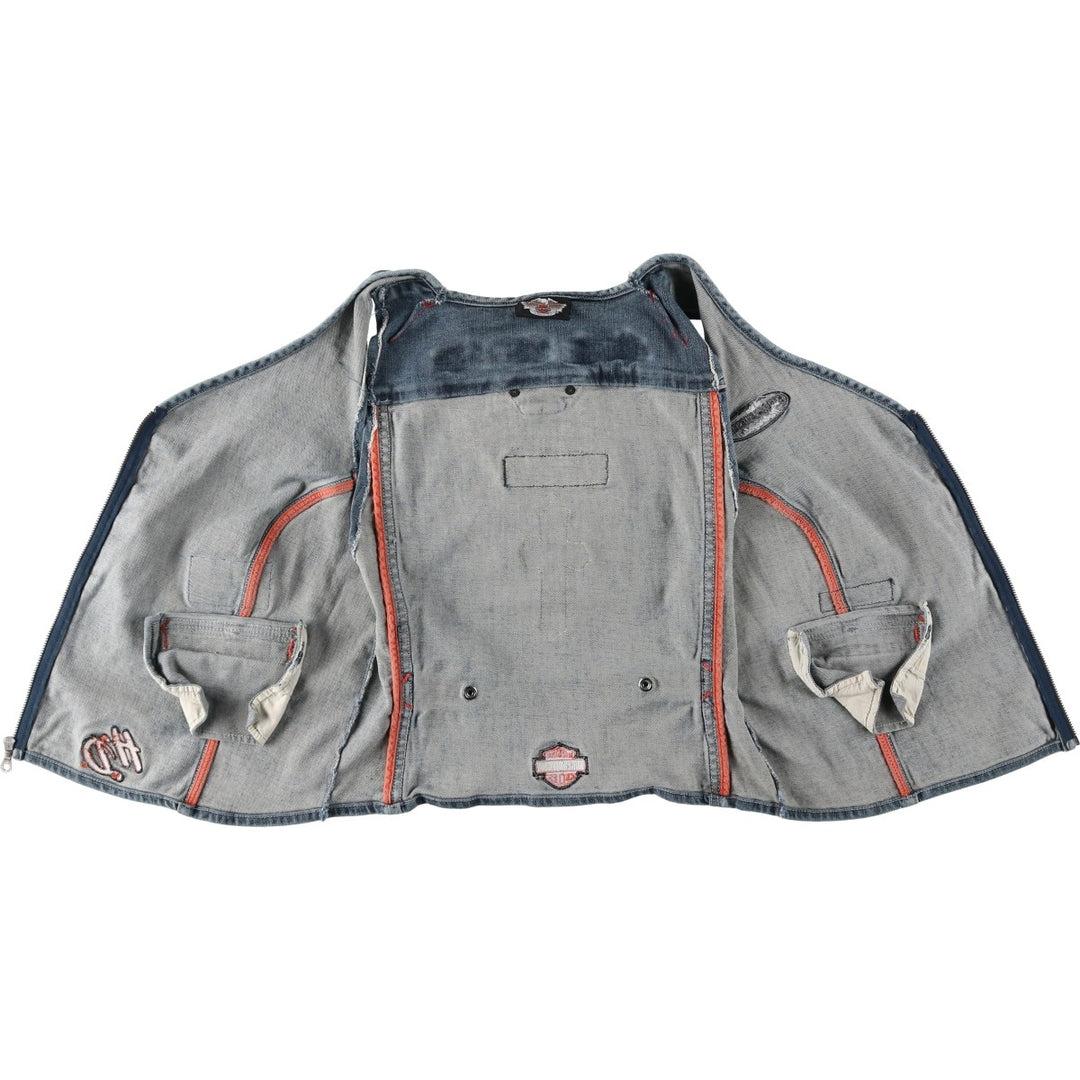 Harley-Davidson Cut-Off Denim Vest, Women's Size S (approx.) unclear blue type Vintage Second Hand