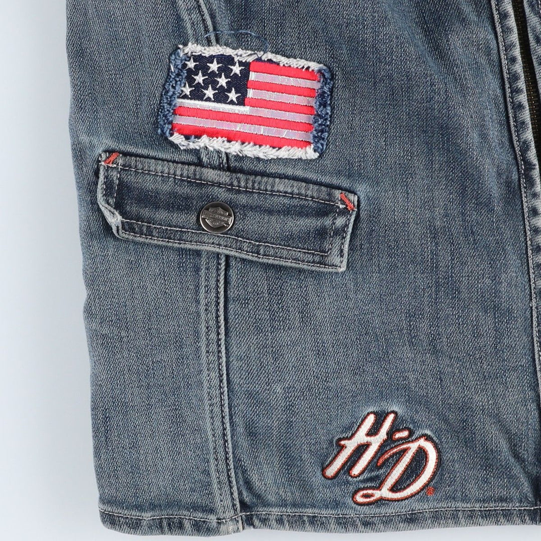 Harley-Davidson Cut-Off Denim Vest, Women's Size S (approx.) unclear blue type Vintage Second Hand