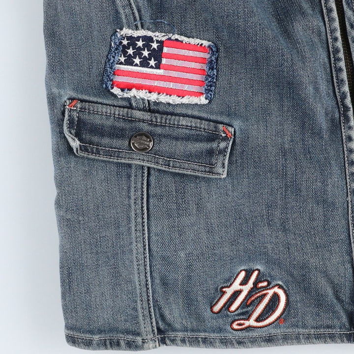 Harley-Davidson Cut-Off Denim Vest, Women's Size S (approx.) unclear blue type Vintage Second Hand