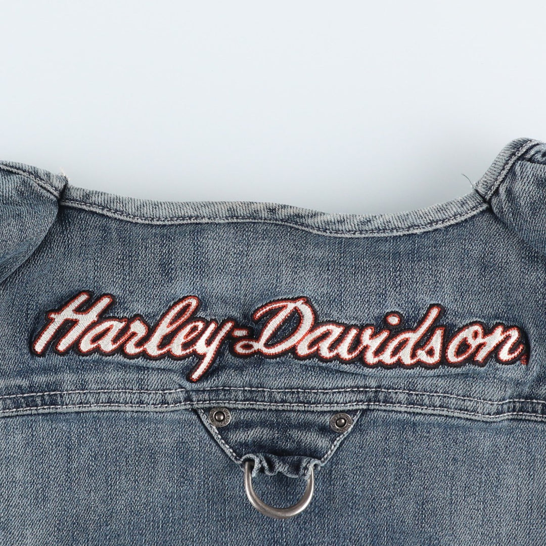 Harley-Davidson Cut-Off Denim Vest, Women's Size S (approx.) unclear blue type Vintage Second Hand
