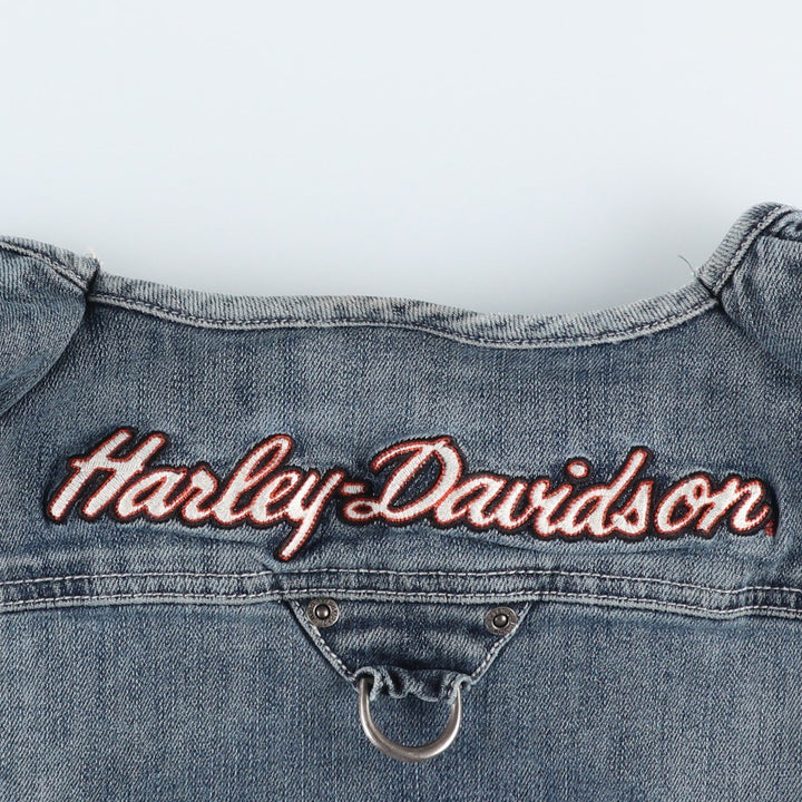 Harley-Davidson Cut-Off Denim Vest, Women's Size S (approx.) unclear blue type Vintage Second Hand