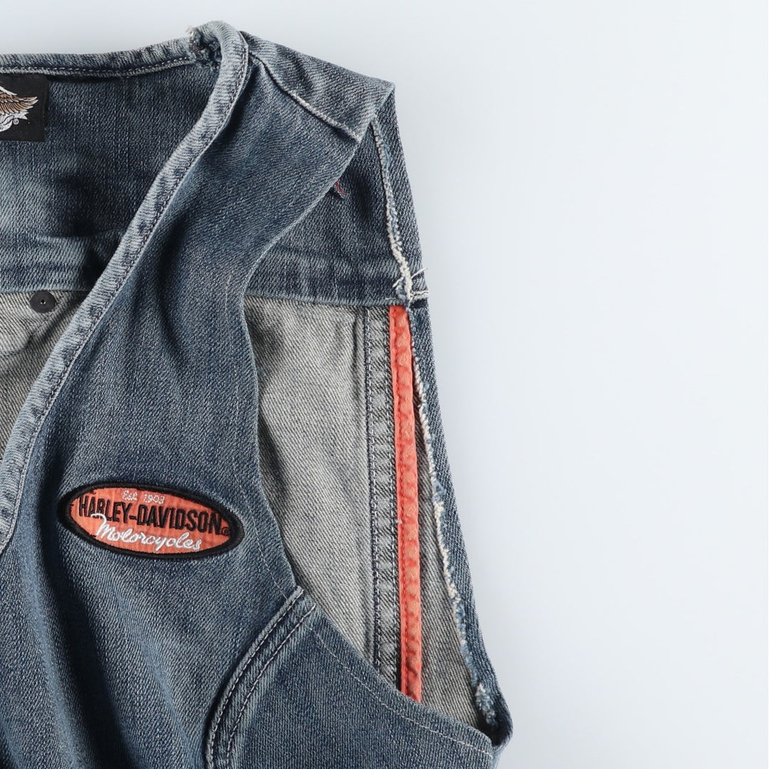 Harley-Davidson Cut-Off Denim Vest, Women's Size S (approx.) unclear blue type Vintage Second Hand
