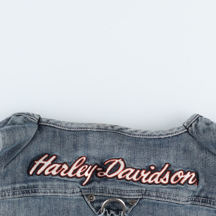 Harley-Davidson Cut-Off Denim Vest, Women's Size S (approx.) unclear blue type Vintage Second Hand