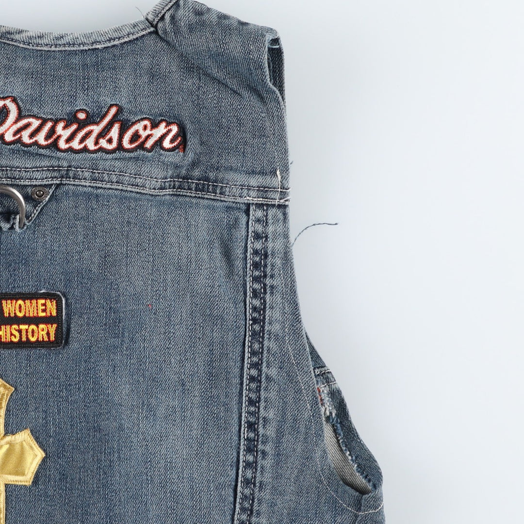 Harley-Davidson Cut-Off Denim Vest, Women's Size S (approx.) unclear blue type Vintage Second Hand