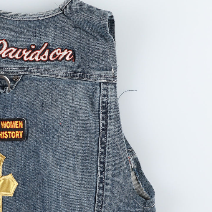 Harley-Davidson Cut-Off Denim Vest, Women's Size S (approx.) unclear blue type Vintage Second Hand
