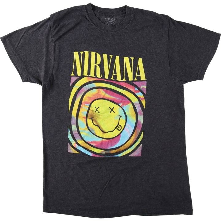 NIRVANA Nirvana Band T-shirt, Band T, Men's L size cotton black type Vintage Second Hand