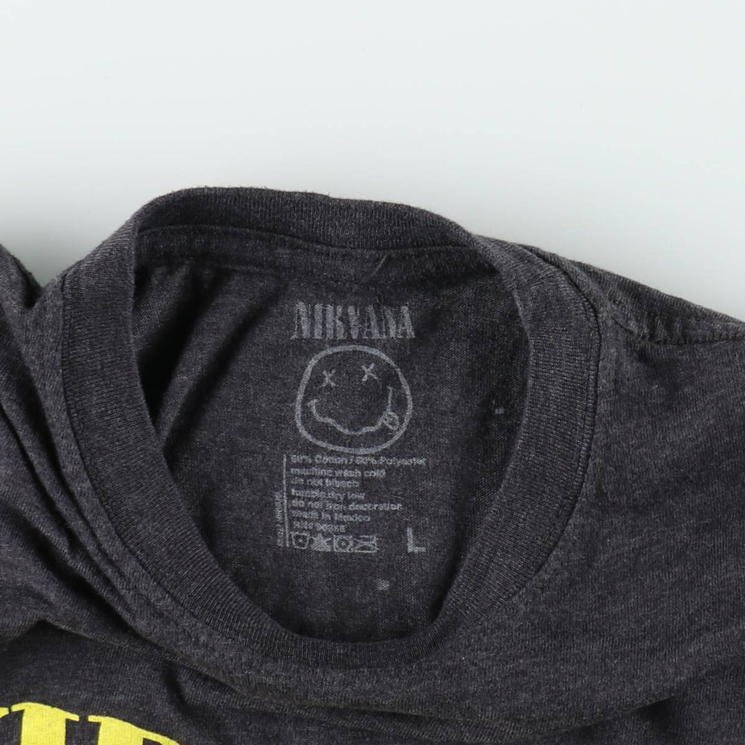 NIRVANA Nirvana Band T-shirt, Band T, Men's L size cotton black type Vintage Second Hand