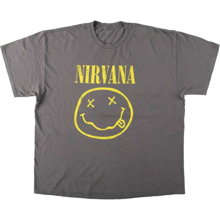 NIRVANA band t-shirt, men's size XXL equivalent. cotton Charcoal Vintage Second Hand