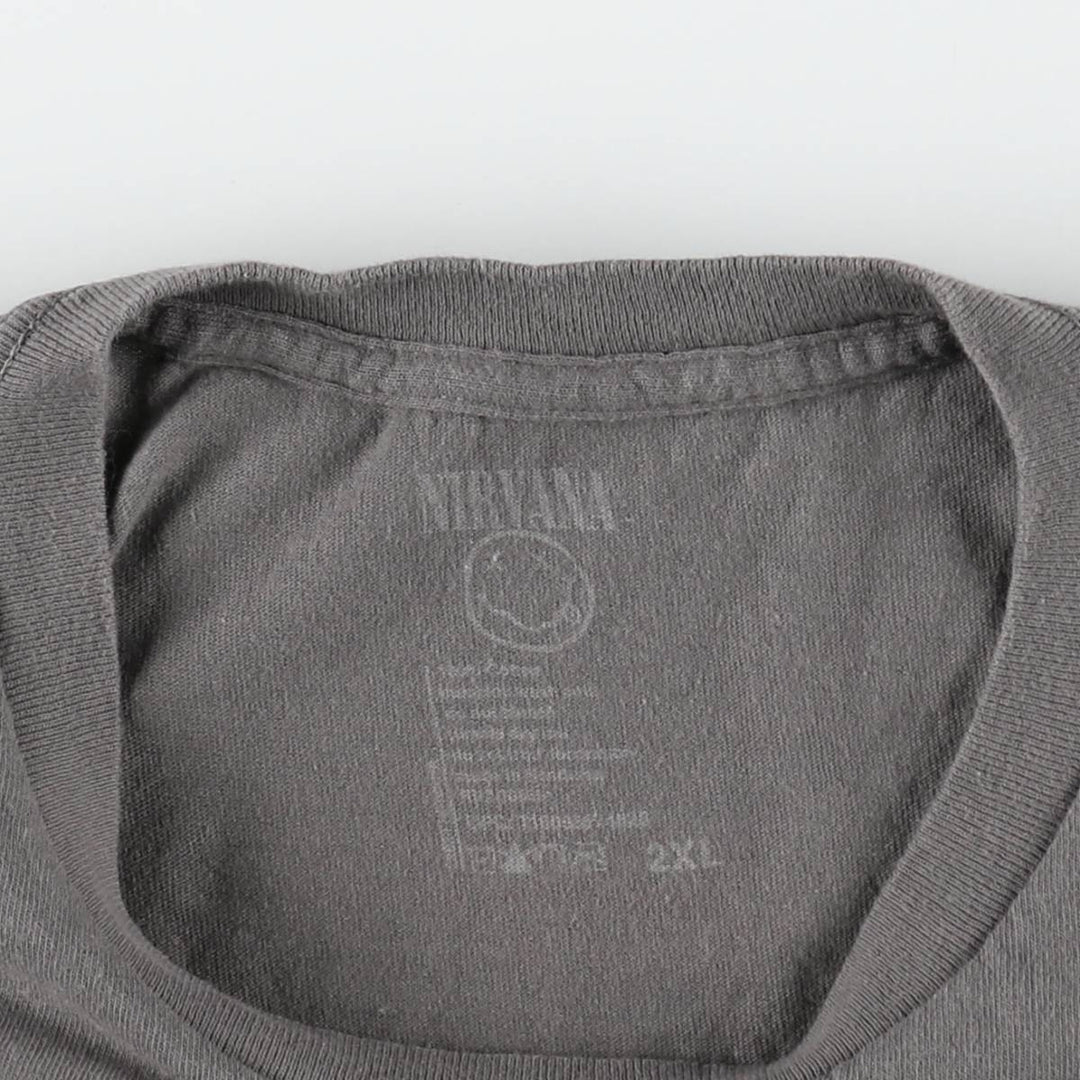 NIRVANA band t-shirt, men's size XXL equivalent. cotton Charcoal Vintage Second Hand