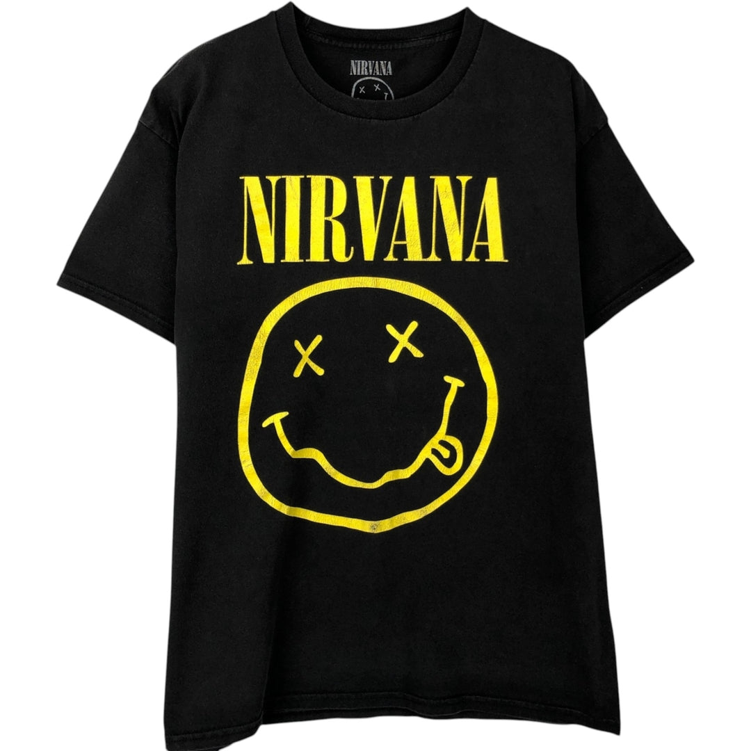 NIRVANA Nirvana Band T-shirt, Band T, Men's L size cotton black type Vintage Second Hand