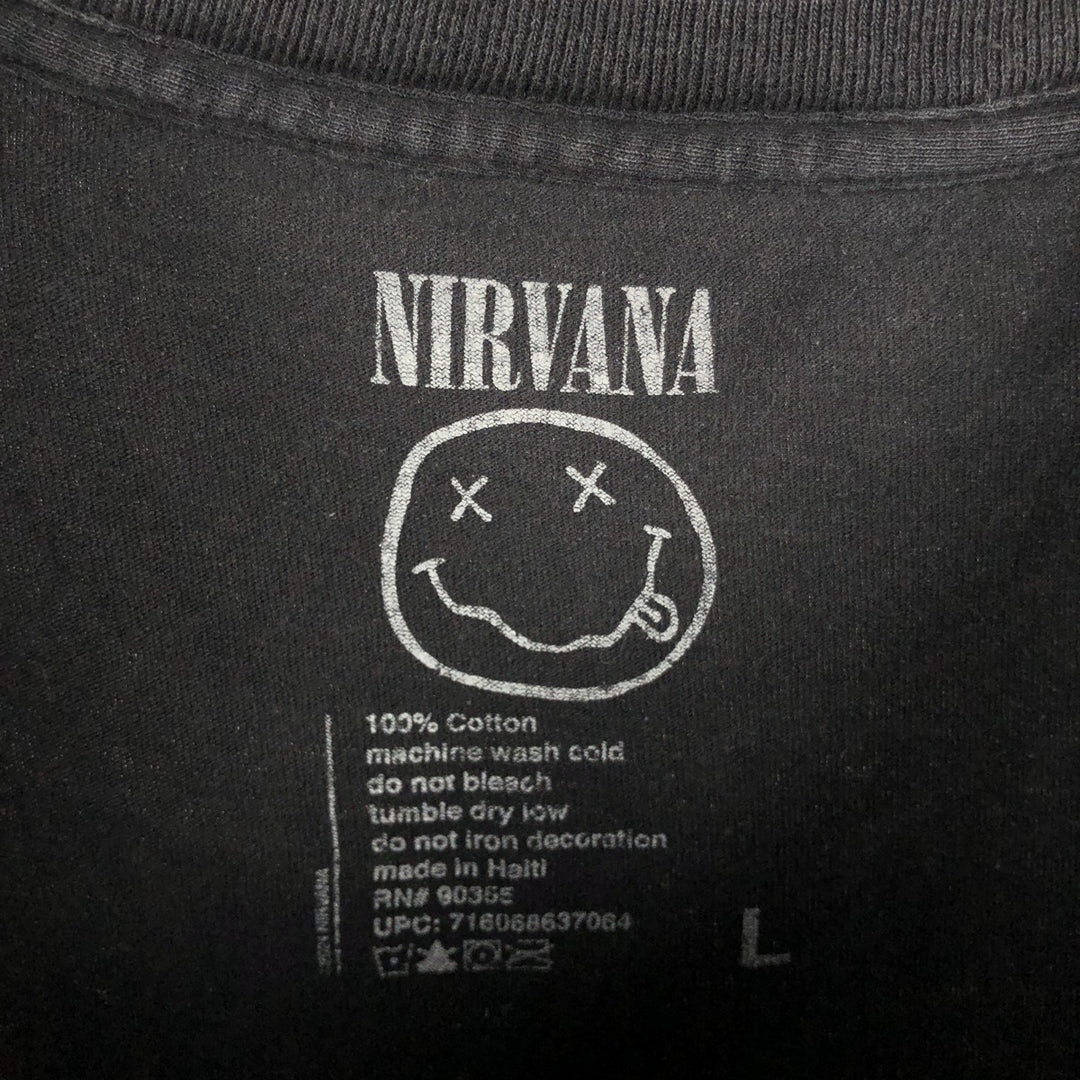 NIRVANA Nirvana Band T-shirt, Band T, Men's L size cotton black type Vintage Second Hand