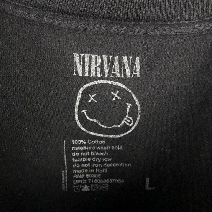 NIRVANA Nirvana Band T-shirt, Band T, Men's L size cotton black type Vintage Second Hand