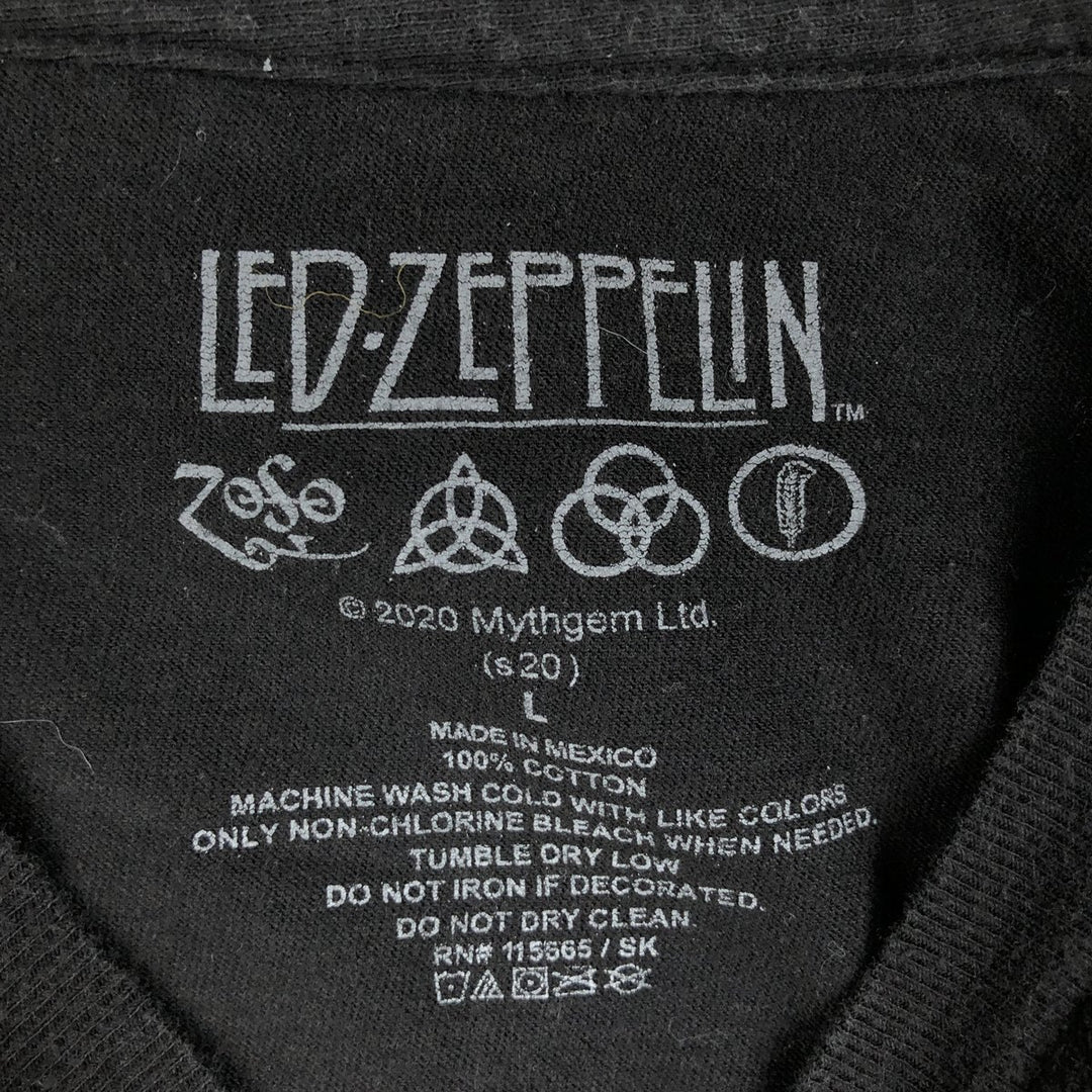 LED ZEPPELIN Led Zeppelin Band T-shirt Band T Men's L size cotton black type Vintage Second Hand