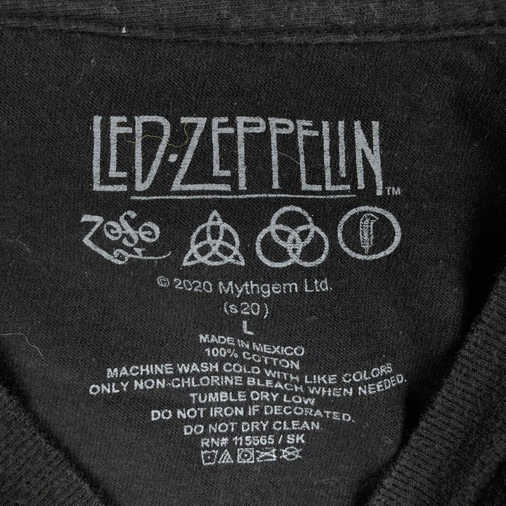 LED ZEPPELIN Led Zeppelin Band T-shirt Band T Men's L size cotton black type Vintage Second Hand