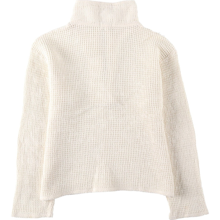 DONNI Half-Zip Thermal Long-Sleeve T-Shirt, Waffle Knit, Made in USA, Women's Size XS (approx.) cotton white type Vintage Second Hand