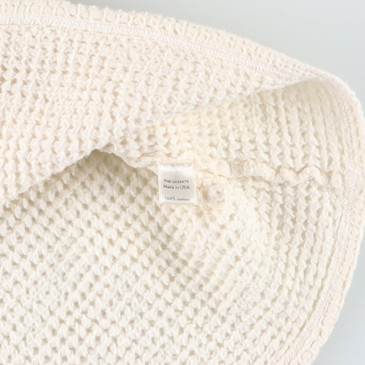 DONNI Half-Zip Thermal Long-Sleeve T-Shirt, Waffle Knit, Made in USA, Women's Size XS (approx.) cotton white type Vintage Second Hand