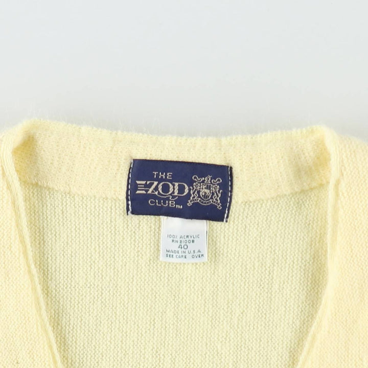 90'S IZOD IZOD CLUB Acrylic Knit Cardigan, Made in USA, Men's Size M (approx.), Vintage acrylic lemon yellow Vintage Second Hand