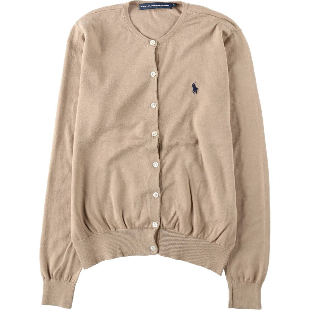 Ralph Lauren RALPH LAUREN SPORT Pima cotton knit cardigan, women's size L (approx.) Pima Cotton beige type brown Vintage Second Hand