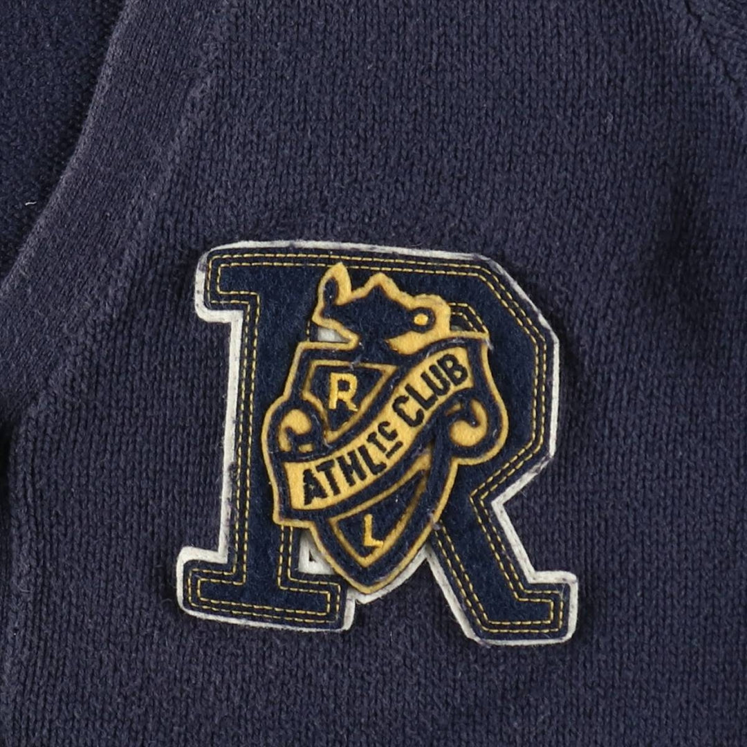 Ralph Lauren lettered knit cardigan, women's size L (approx.) cotton navy blue type Vintage Second Hand