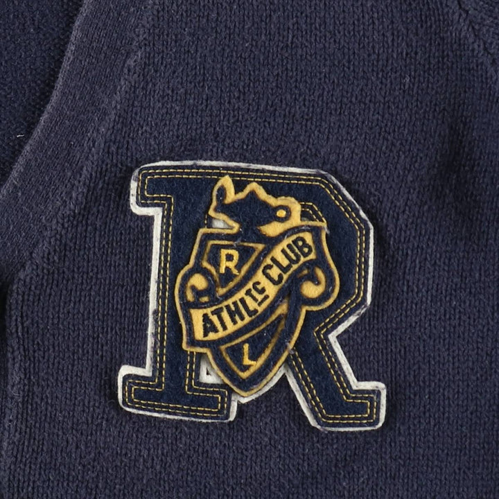 Ralph Lauren lettered knit cardigan, women's size L (approx.) cotton navy blue type Vintage Second Hand